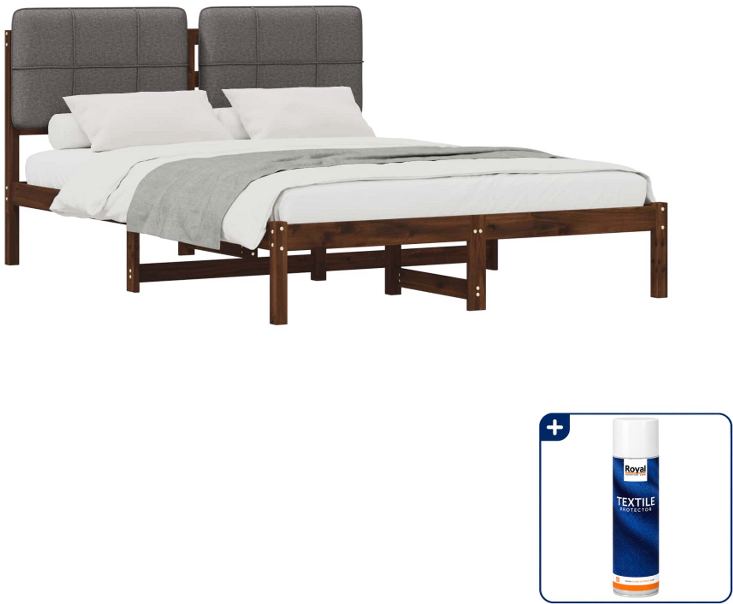 vidaXL bedframe - 120 x 190 cm - massief acaciahout - donkerbruin - Inclusief textielbeschermer 500 ml
