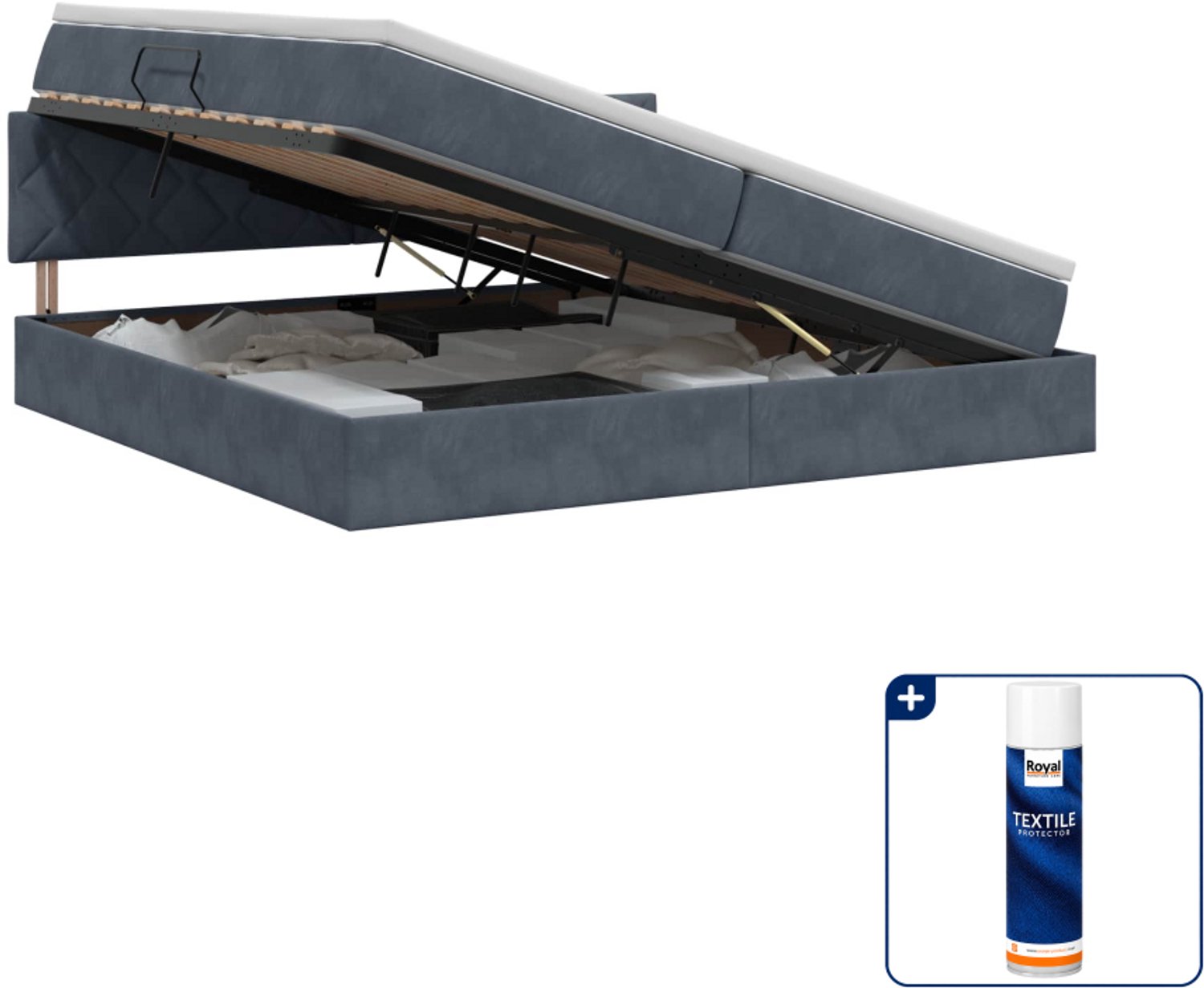 vidaXL Opbergbed - 200 x 200 cm - fluweel - donkergrijs - Inclusief textielbeschermer 500 ml Donker Grijn