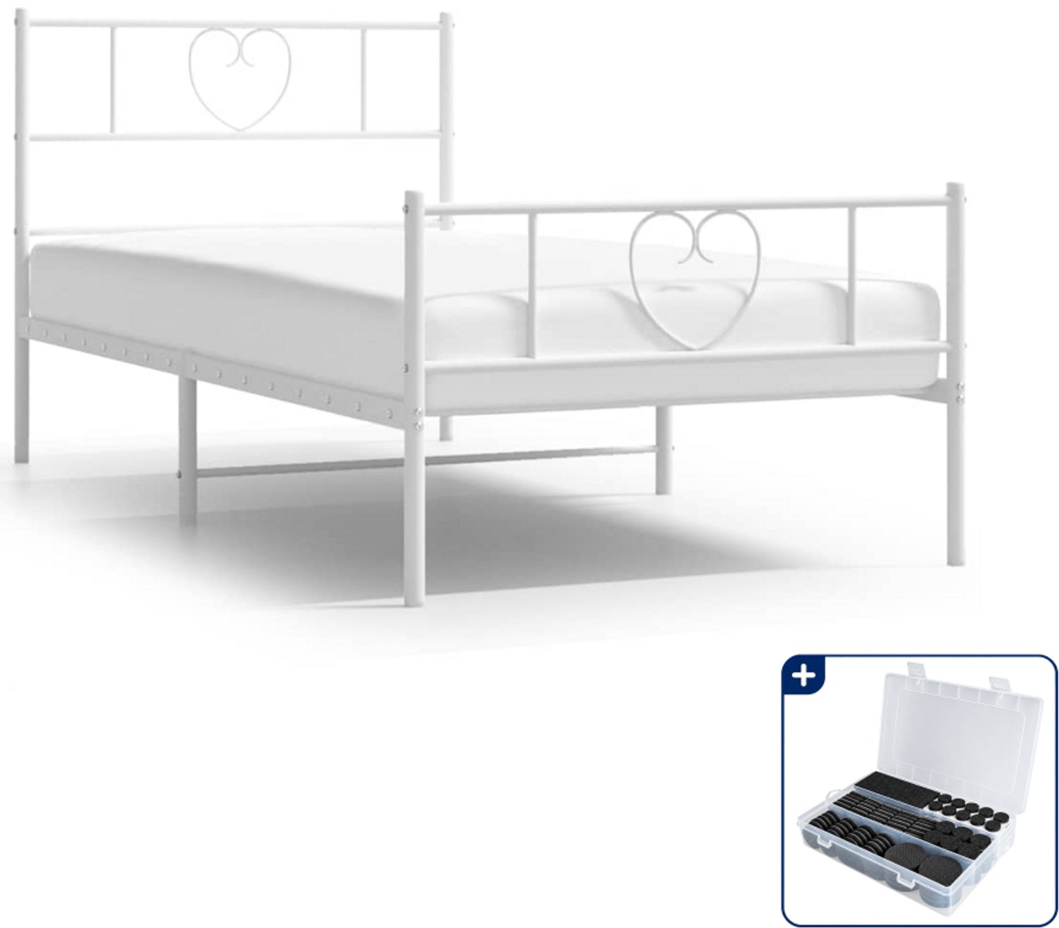vidaXL bedframe 100 x 200 cm - metaal - wit - Inclusief antikrasvilt 177-delig
