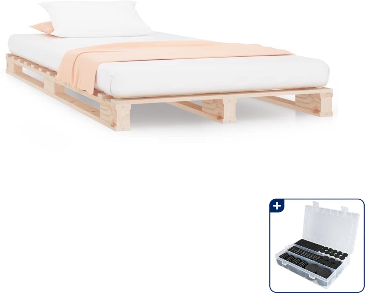 vidaXL palletbed - 100 x 200 cm - massief grenenhout - Inclusief antikrasvilt 177-delig Bruin