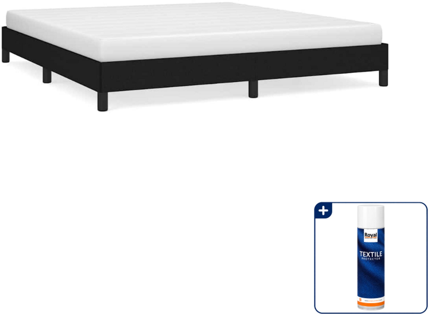 vidaXL Queensize bedframe - 160 x 200 cm - stof - zwart - Inclusief textielbeschermer 500 ml