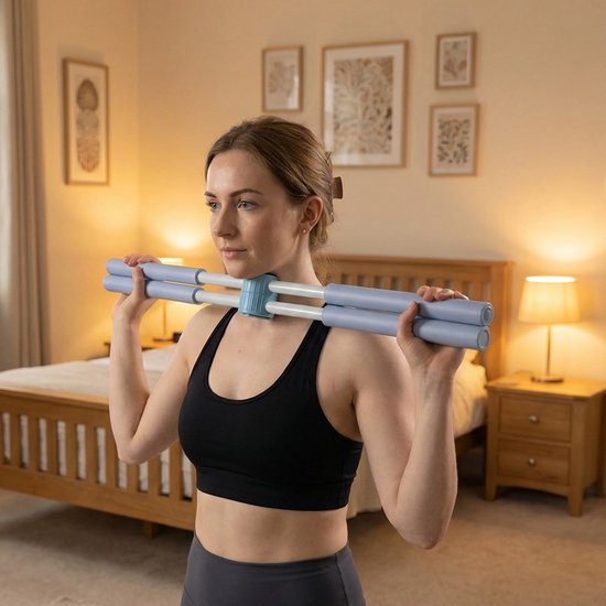 Yogastok - Houdingscorrectie - Kruisvormig - Schouders Openen - Rug Rekken - 77 Cm Blauw Oefenhulpmiddel — afbeelding 5