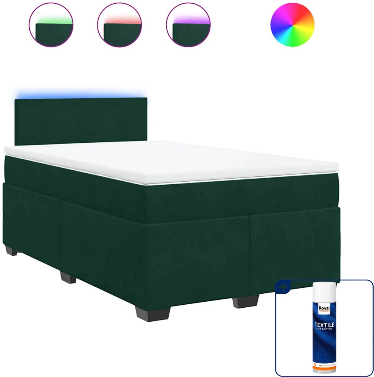 vidaXL boxspring met matras - 120 x 190 cm - fluweel - donkergroen - Inclusief textielbeschermer 500 ml