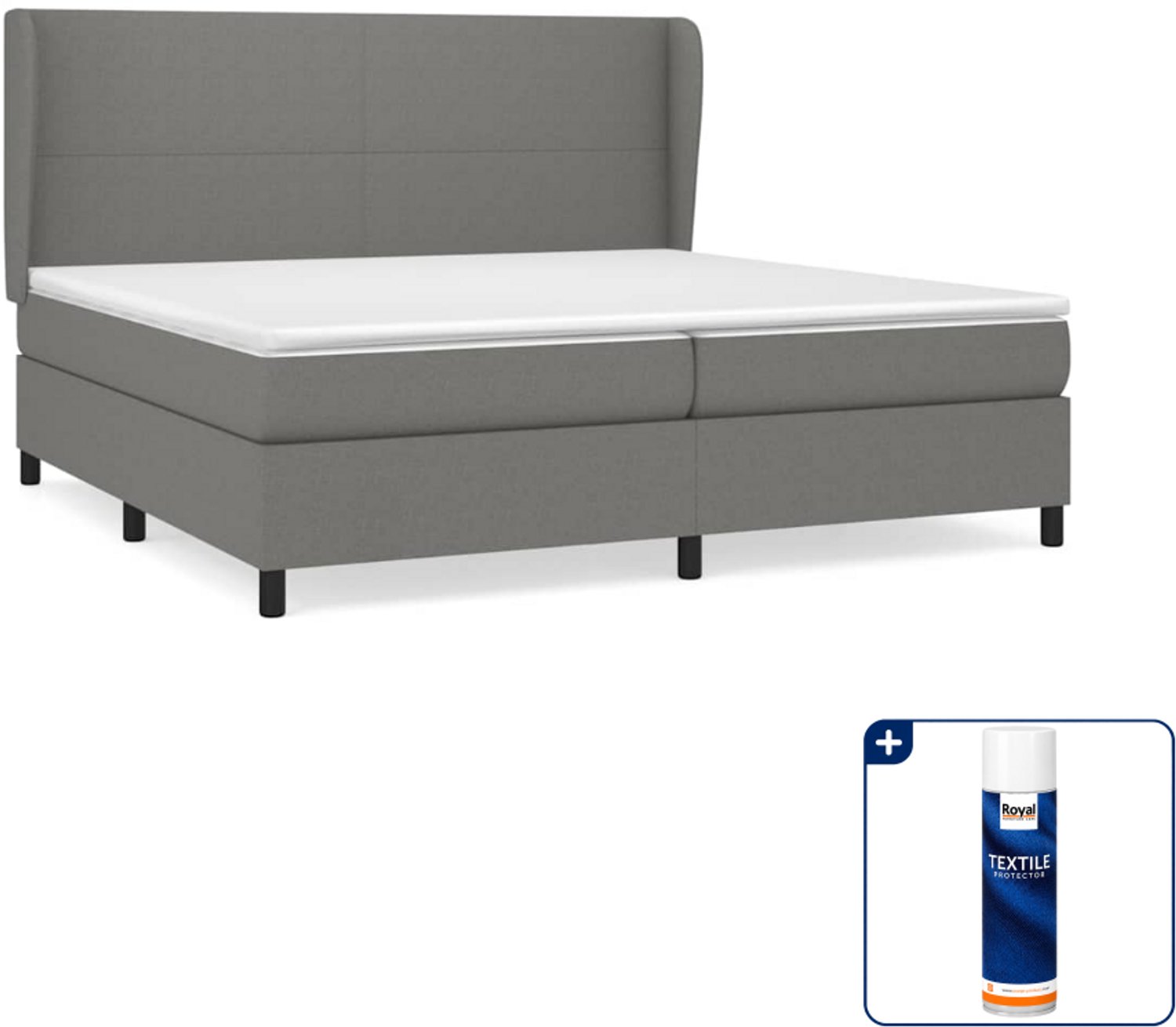 vidaXL boxspring met matras - 200 x 200 cm - stof - donkergrijs - Inclusief textielbeschermer 500 ml