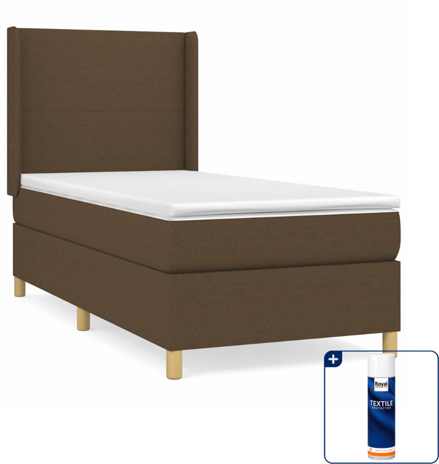 vidaXL boxspring met matras - 80 x 200 cm - donkerbruin - Inclusief textielbeschermer 500 ml