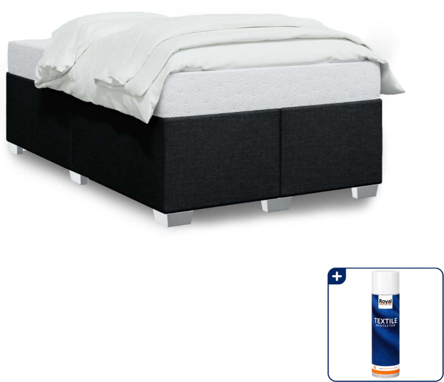 vidaXL bedframe - 120 x 200 cm - stof - zwart - Inclusief textielbeschermer 500 ml Taupe