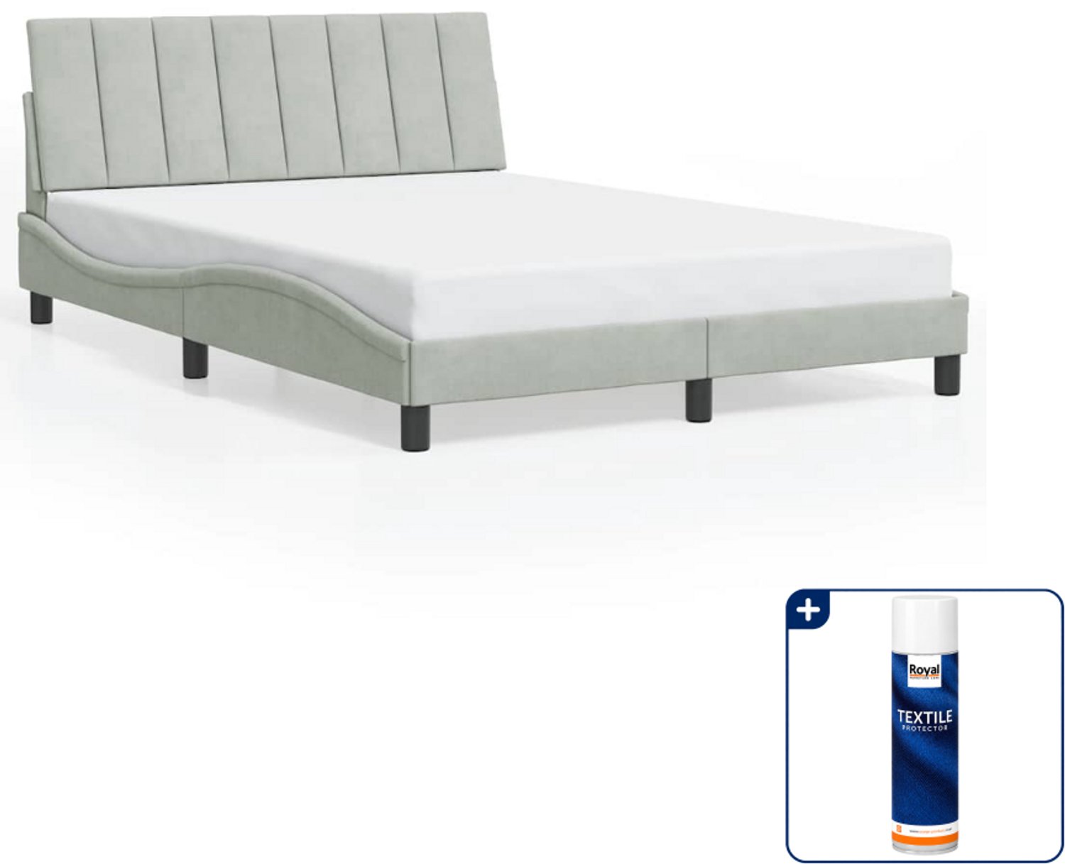 vidaXL Hanko bedframe Small double - 140 x 200 cm - lichtgrijs - Inclusief textielbeschermer 500 ml Crème