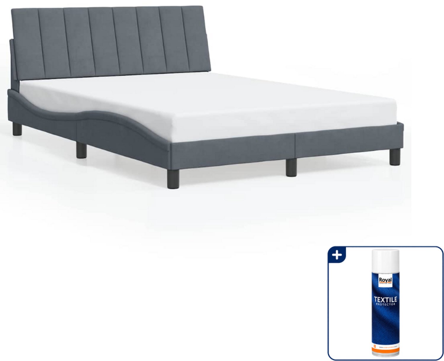 vidaXL bedframe Hanko - 120 x 200 cm - fluweel - donkergrijs - Inclusief textielbeschermer 500 ml