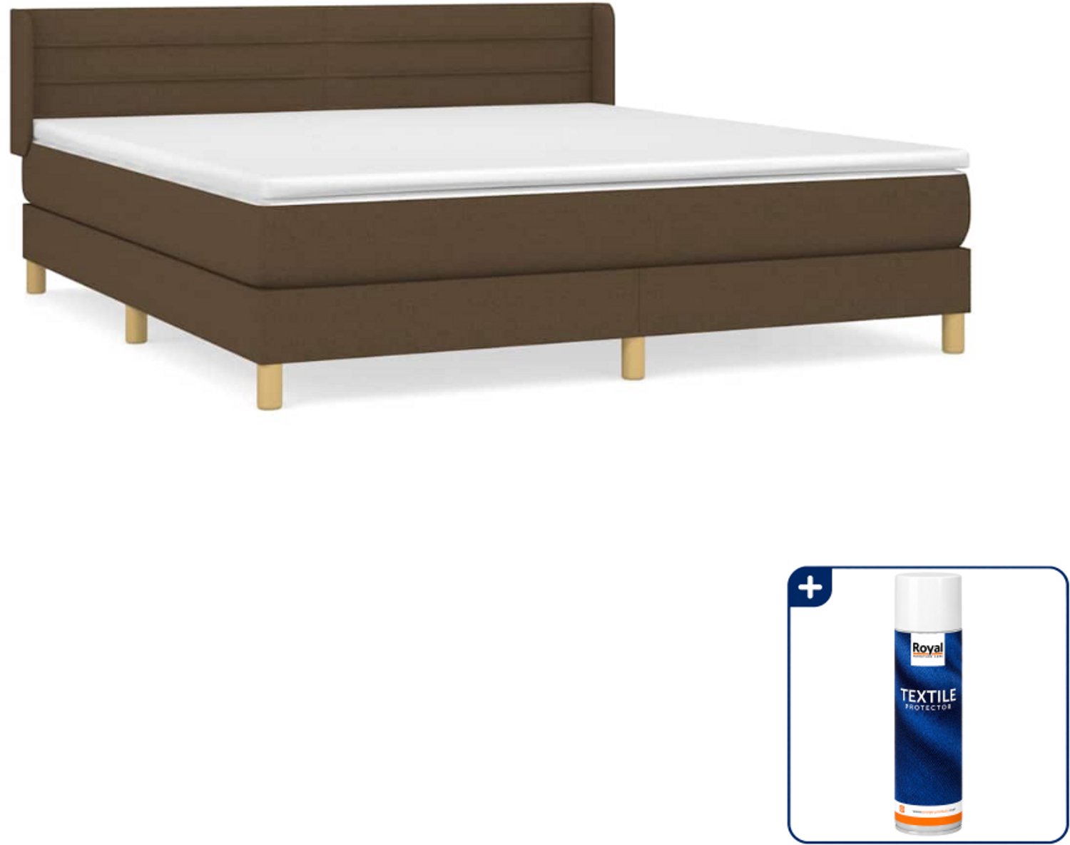 vidaXL Queensize boxspring met matras - 160 x 200 cm - donkerbruin - Inclusief textielbeschermer 500 ml