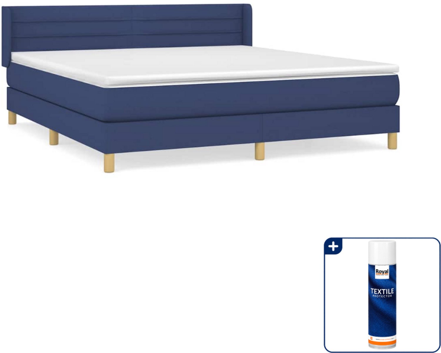 vidaXL boxspring Queensize - 160 x 200 cm - blauw - Inclusief textielbeschermer 500 ml