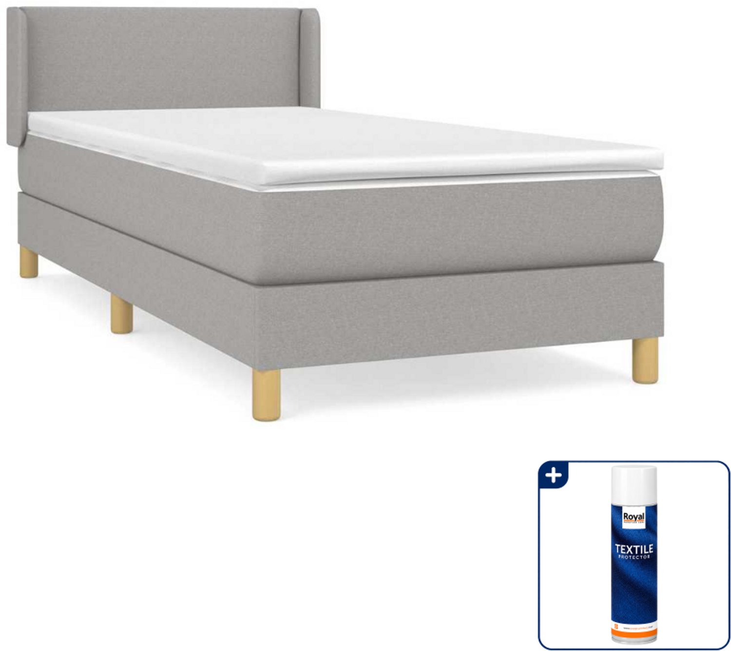 vidaXL boxspring met matras - 100 x 200 cm - lichtgrijs - Inclusief textielbeschermer 500 ml