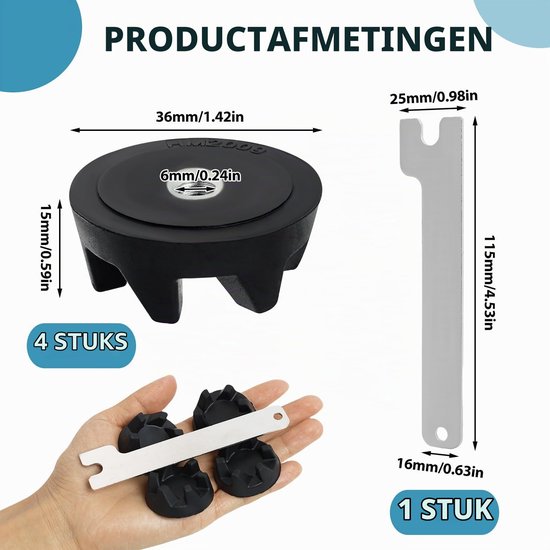 Blenderkoppeling - 4 stuks - Met montagesleutel — afbeelding 2