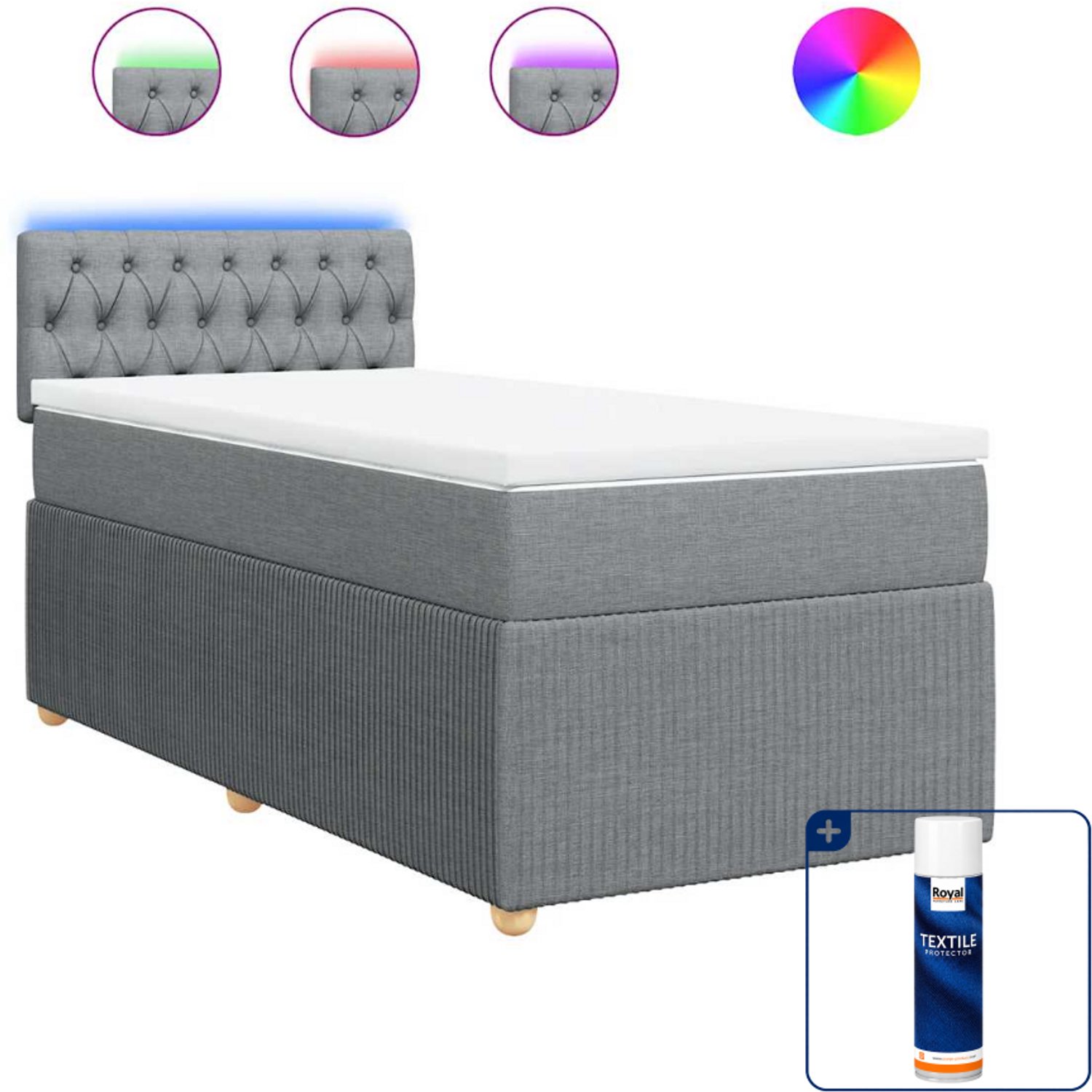 vidaXL Boxspring met matras - 100 x 200 cm - lichtgrijs - Inclusief textielbeschermer 500 ml