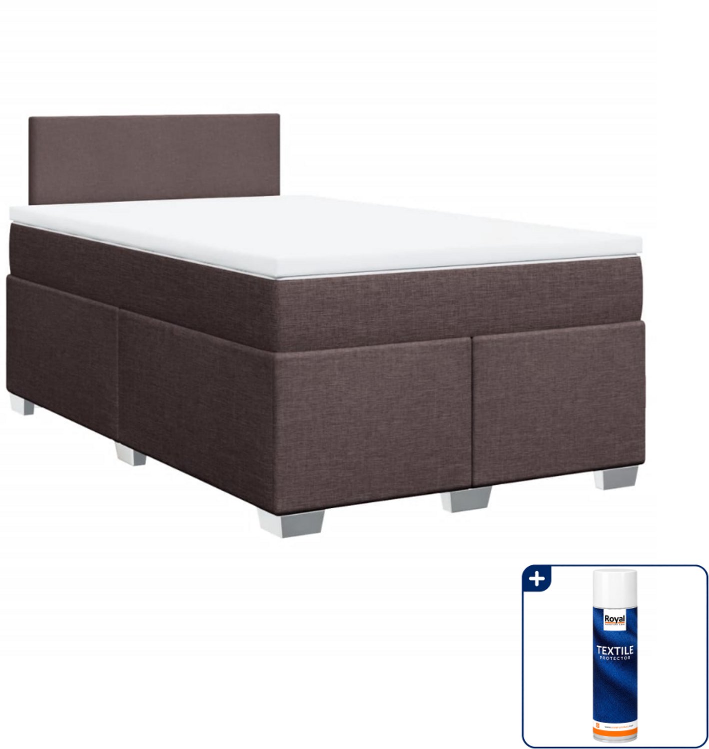 vidaXL Boxspring met matras - 120 x 190 cm - donkerbruin - Inclusief textielbeschermer 500 ml