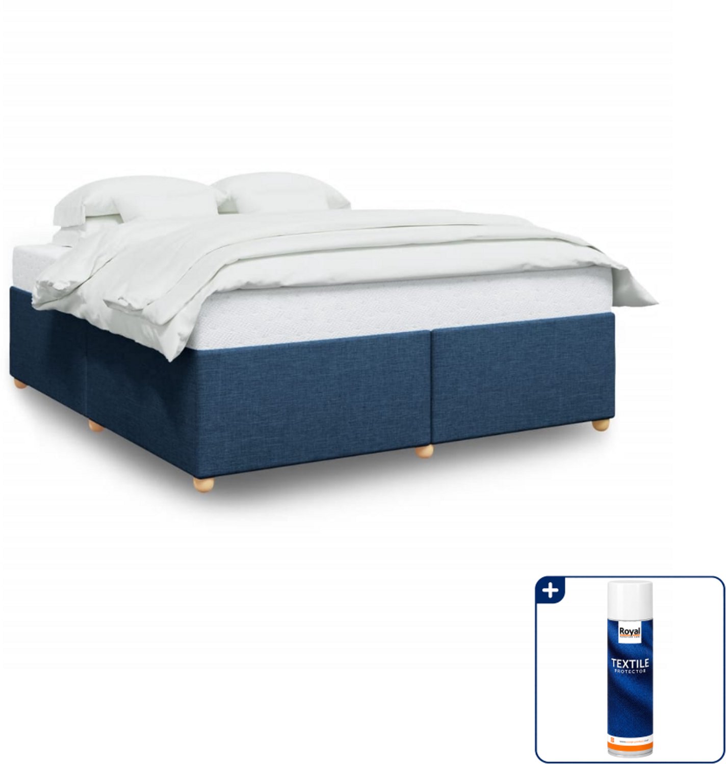 vidaXL Bedframe - 200 x 200 cm - stof - blauw - Inclusief textielbeschermer 500 ml