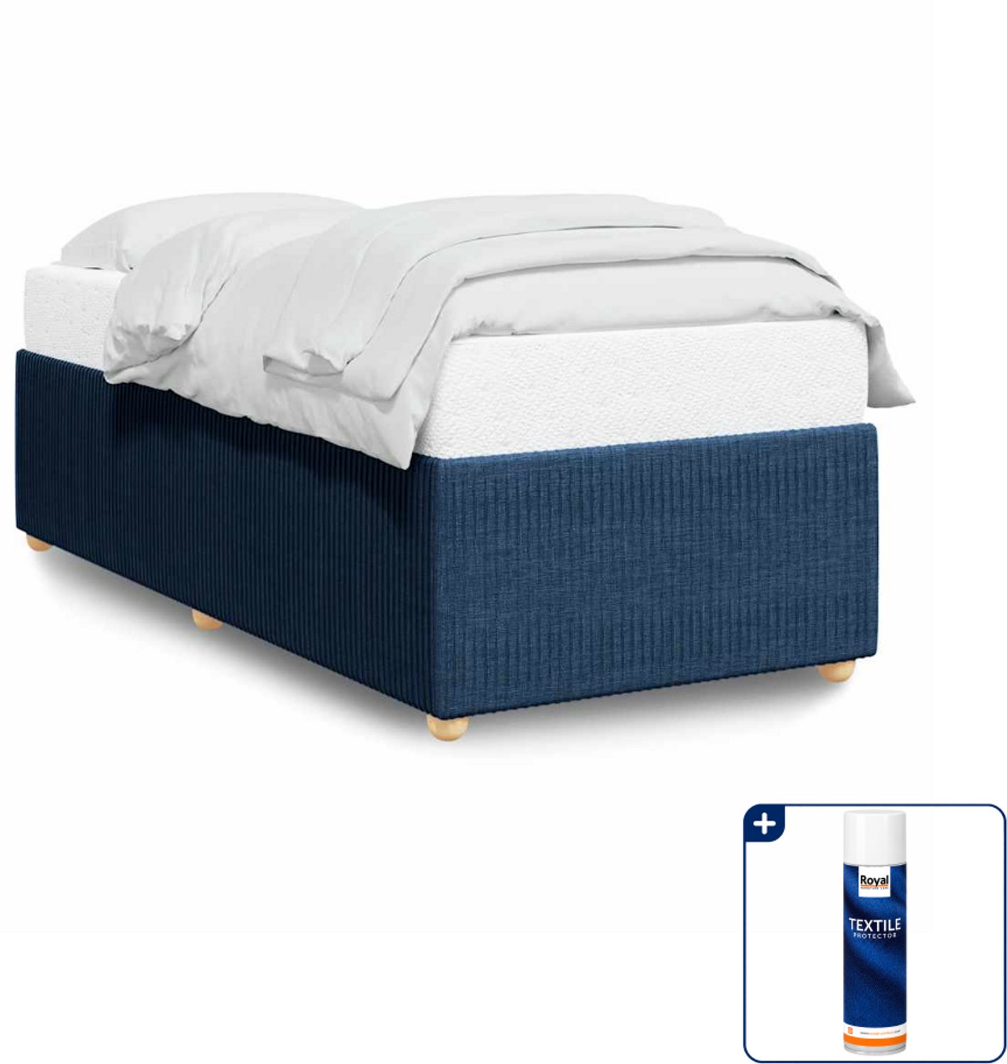 vidaXL bedframe - 100 x 200 cm - stof - blauw - Inclusief textielbeschermer 500 ml