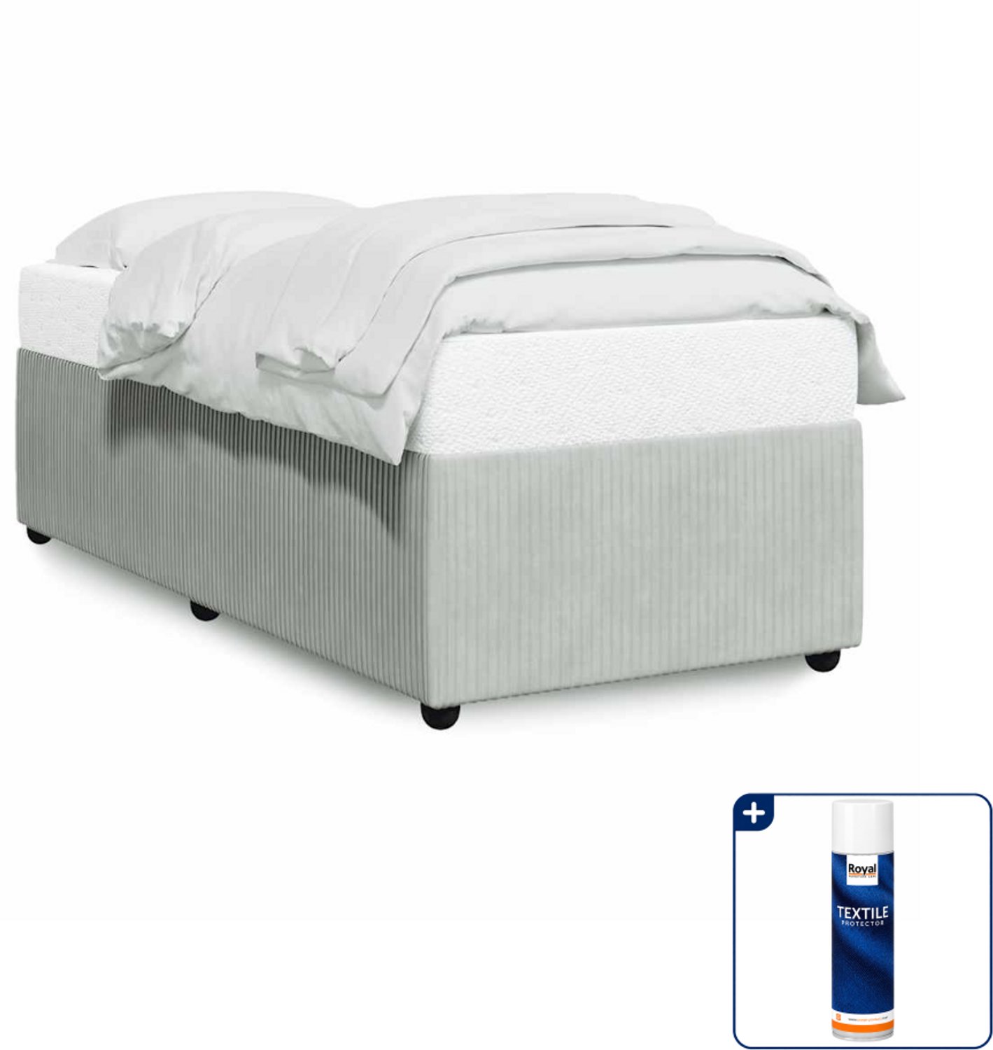 vidaXL bedframe - 100 x 200 cm - fluweel - lichtgrijs - Inclusief textielbeschermer 500 ml