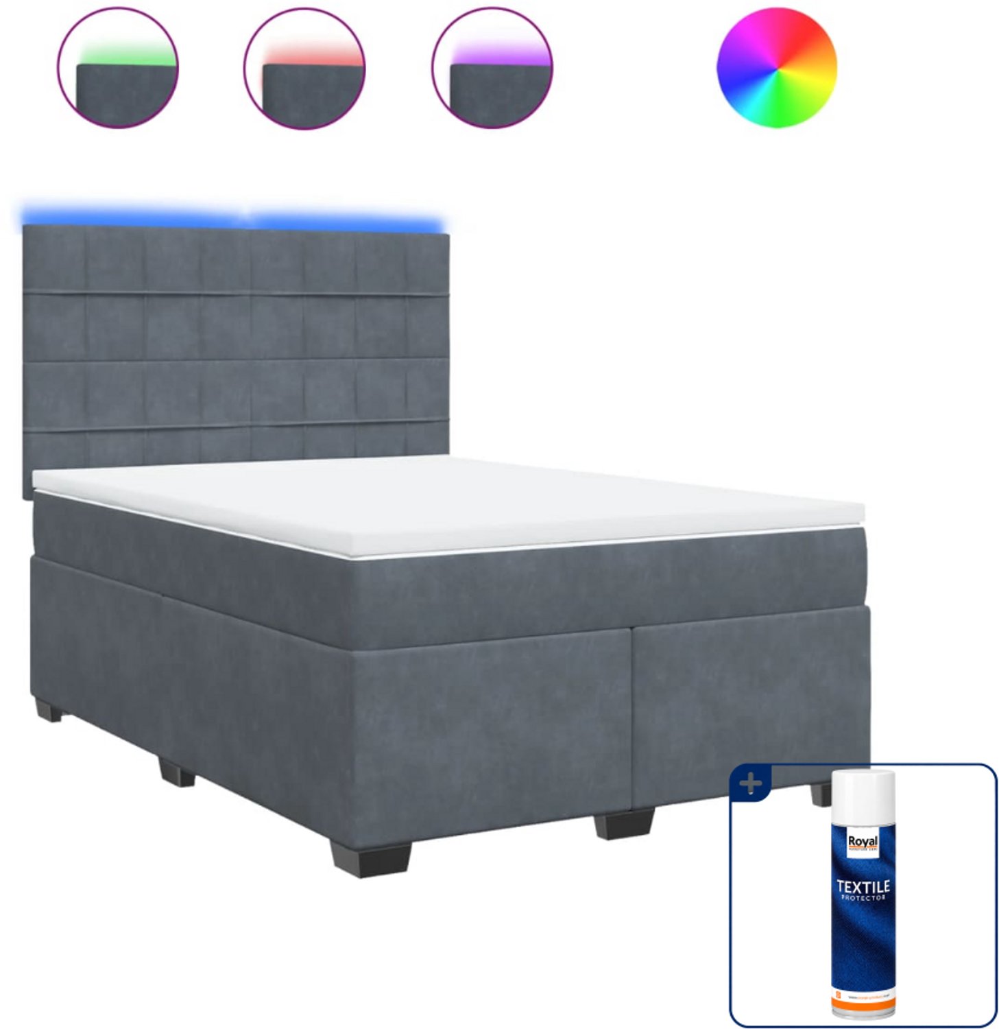 vidaXL boxspring met matras - queensize - 160 x 200 cm - donkergrijs - Inclusief textielbeschermer 500 ml