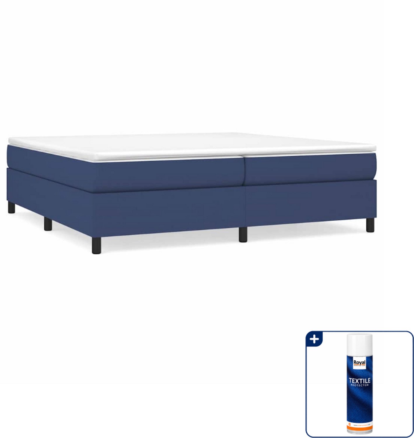 vidaXL boxspring met matras 200 x 200 cm - blauw - Inclusief textielbeschermer 500 ml