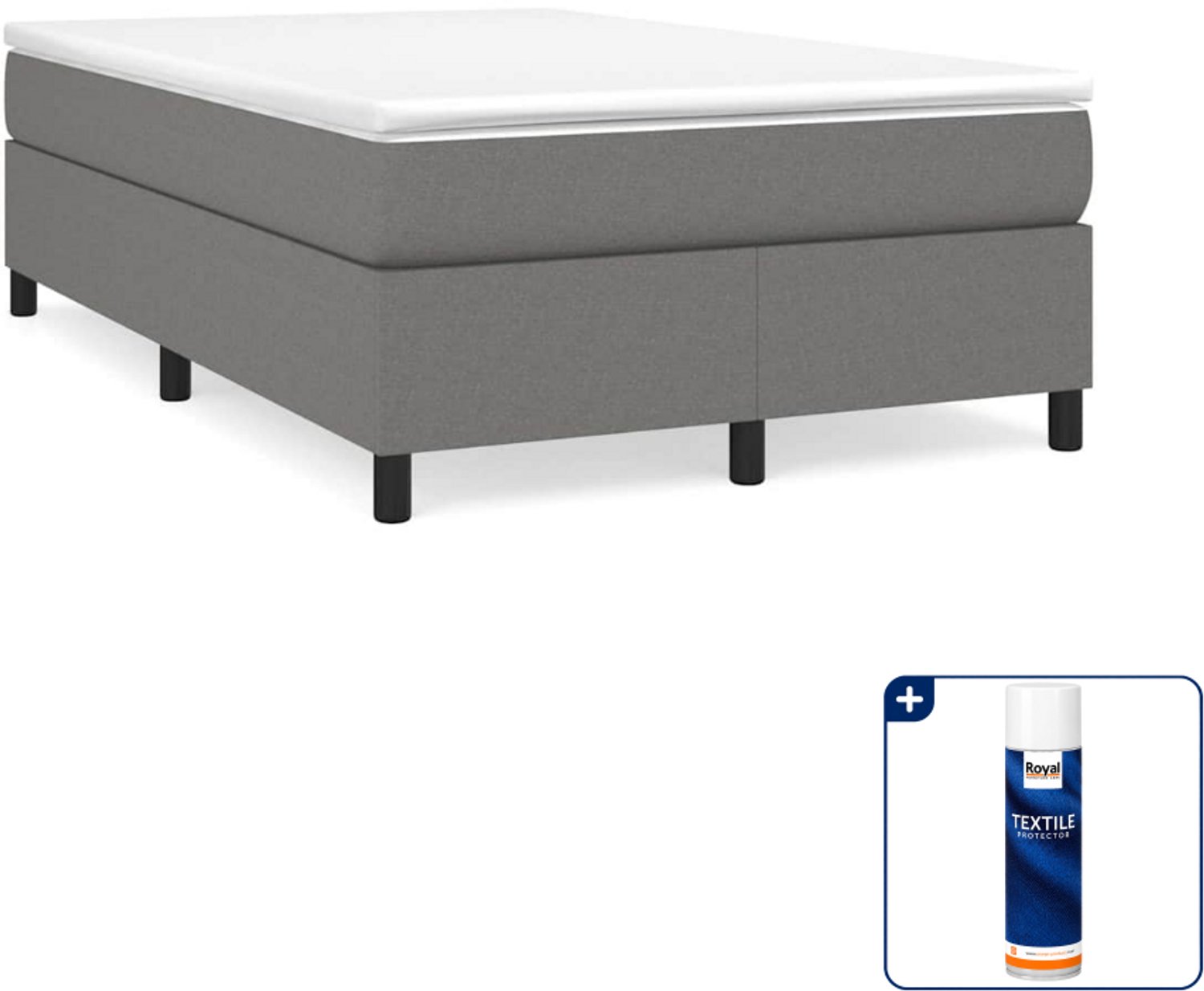 vidaXL boxspring met matras - 120 x 200 cm - stof - donkergrijs - Inclusief textielbeschermer 500 ml