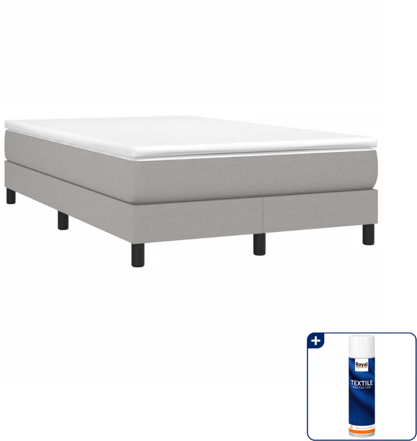 vidaXL boxspring met matras - 120 x 190 cm - stof - lichtgrijs - Inclusief textielbeschermer 500 ml