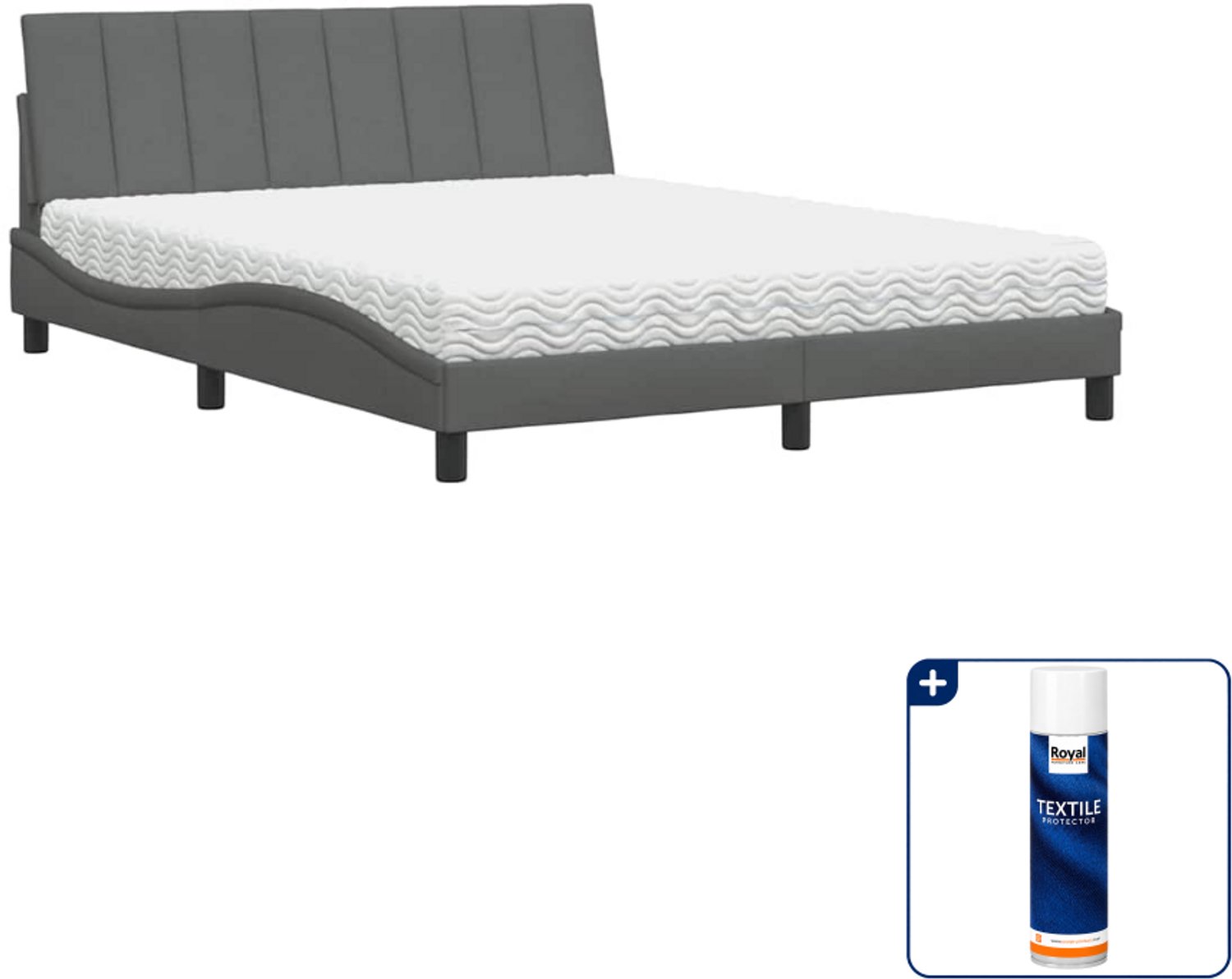 vidaXL bed Hanko - Queensize - 160 x 200 cm - donkergrijs - Inclusief textielbeschermer 500 ml