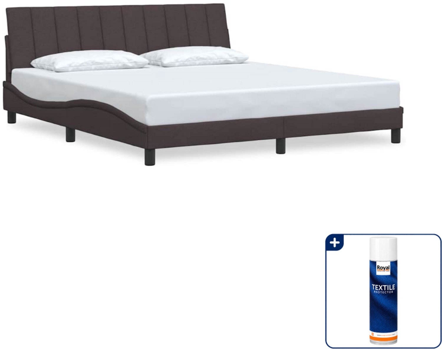 vidaXL bedframe Hanko - Kingsize - 180 x 200 cm - donkerbruin - Inclusief textielbeschermer 500 ml