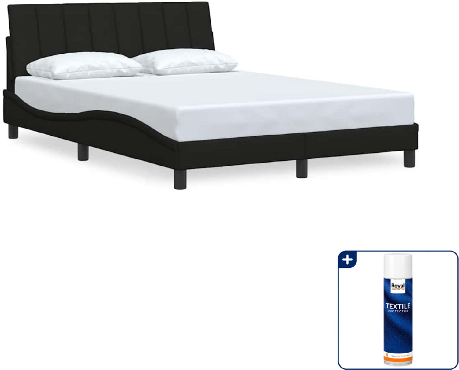 vidaXL Hanko bedframe 120 x 200 cm - zwart - Inclusief textielbeschermer 500 ml