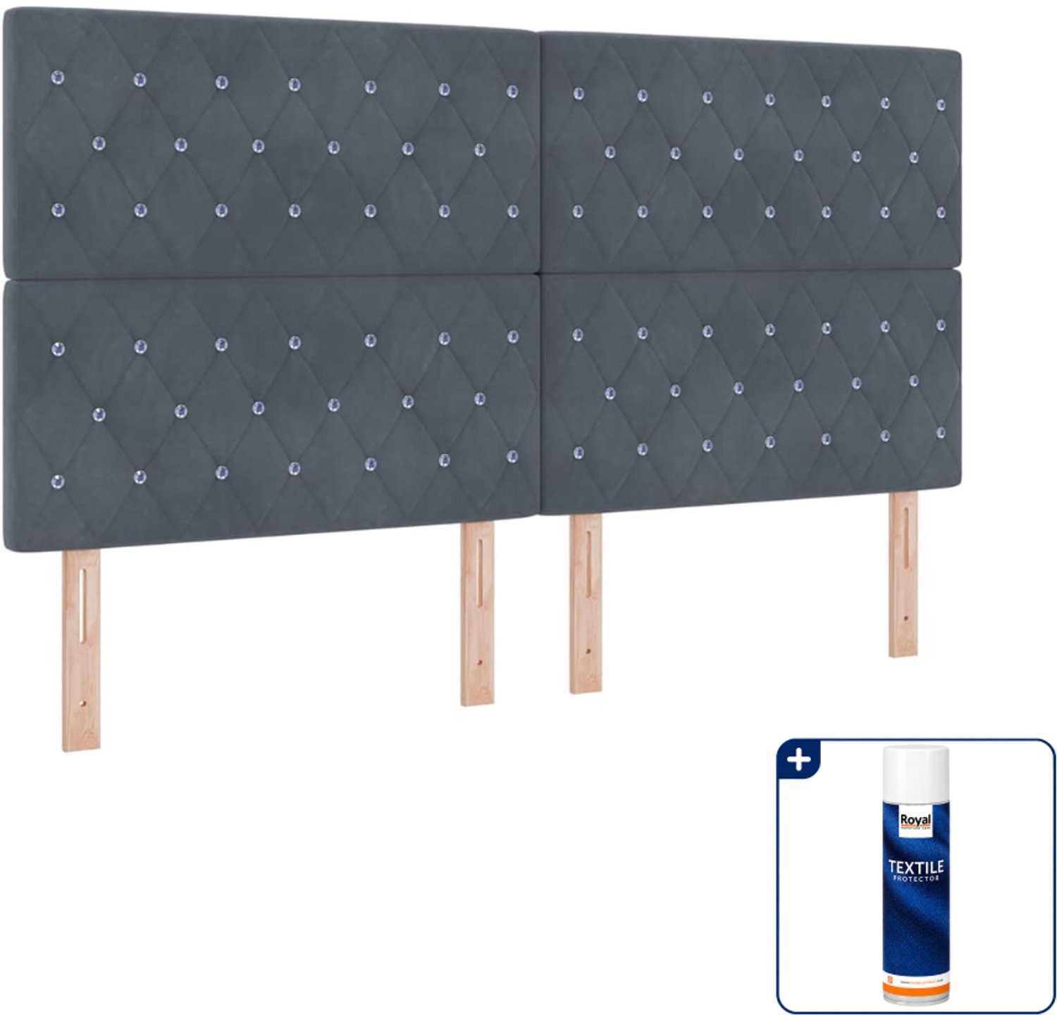 vidaXL Kingsize boxspring bed - 180 x 200 cm - donkergrijs - Inclusief textielbeschermer 500 ml
