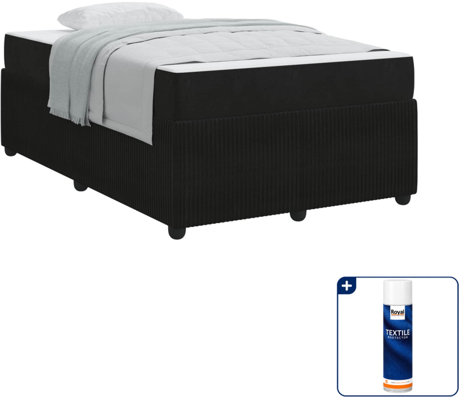 vidaXL bedframe - 120 x 190 cm - zwart - Inclusief textielbeschermer 500 ml