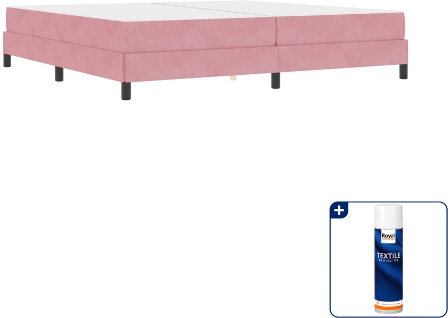 vidaXL boxspringbed met matras - 200 x 200 cm - stof - roze - Inclusief textielbeschermer 500 ml Bruin