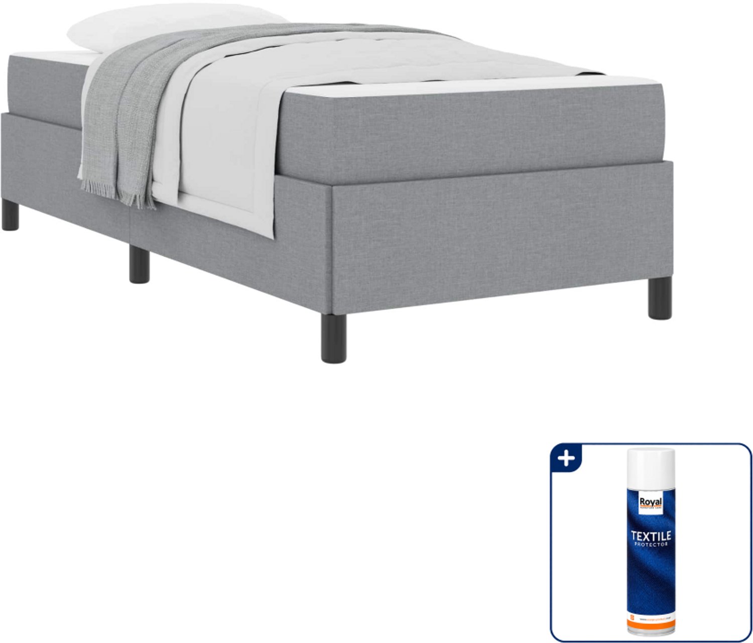 vidaXL boxspringbed - 100 x 200 cm - lichtgrijs - Inclusief textielbeschermer 500 ml Wit