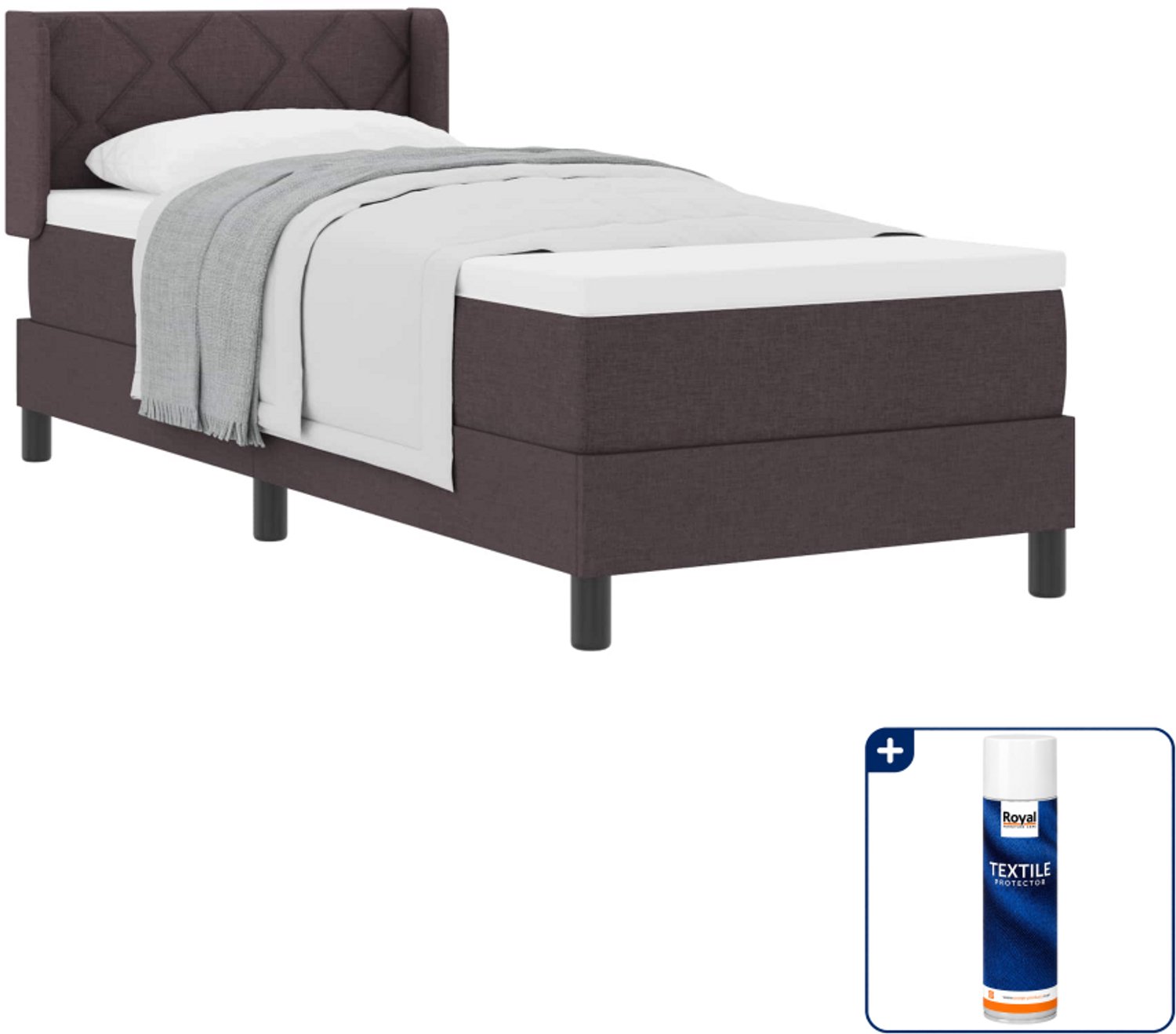 vidaXL boxspringbed - 80 x 200 cm - donkerbruin - Inclusief textielbeschermer 500 ml