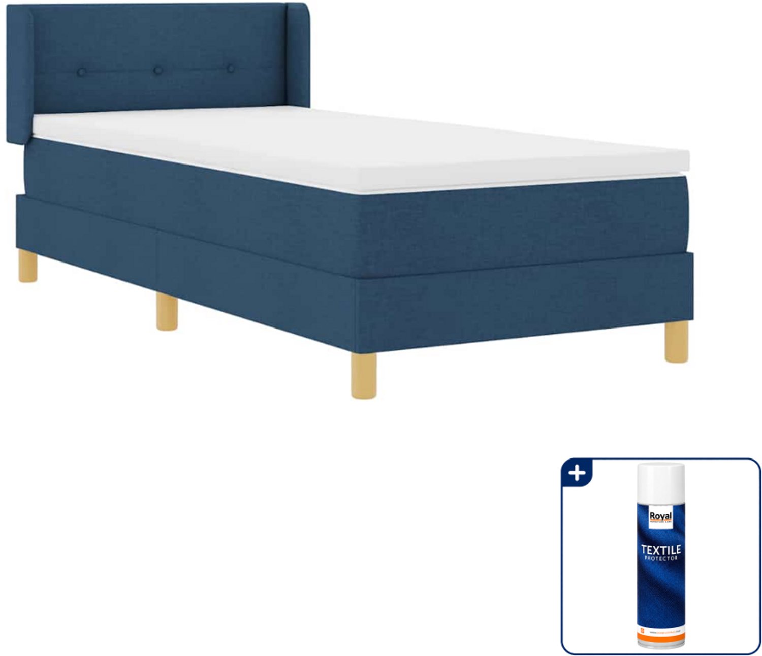 vidaXL boxspringbed - 100 x 200 cm - blauw - Inclusief textielbeschermer 500 ml