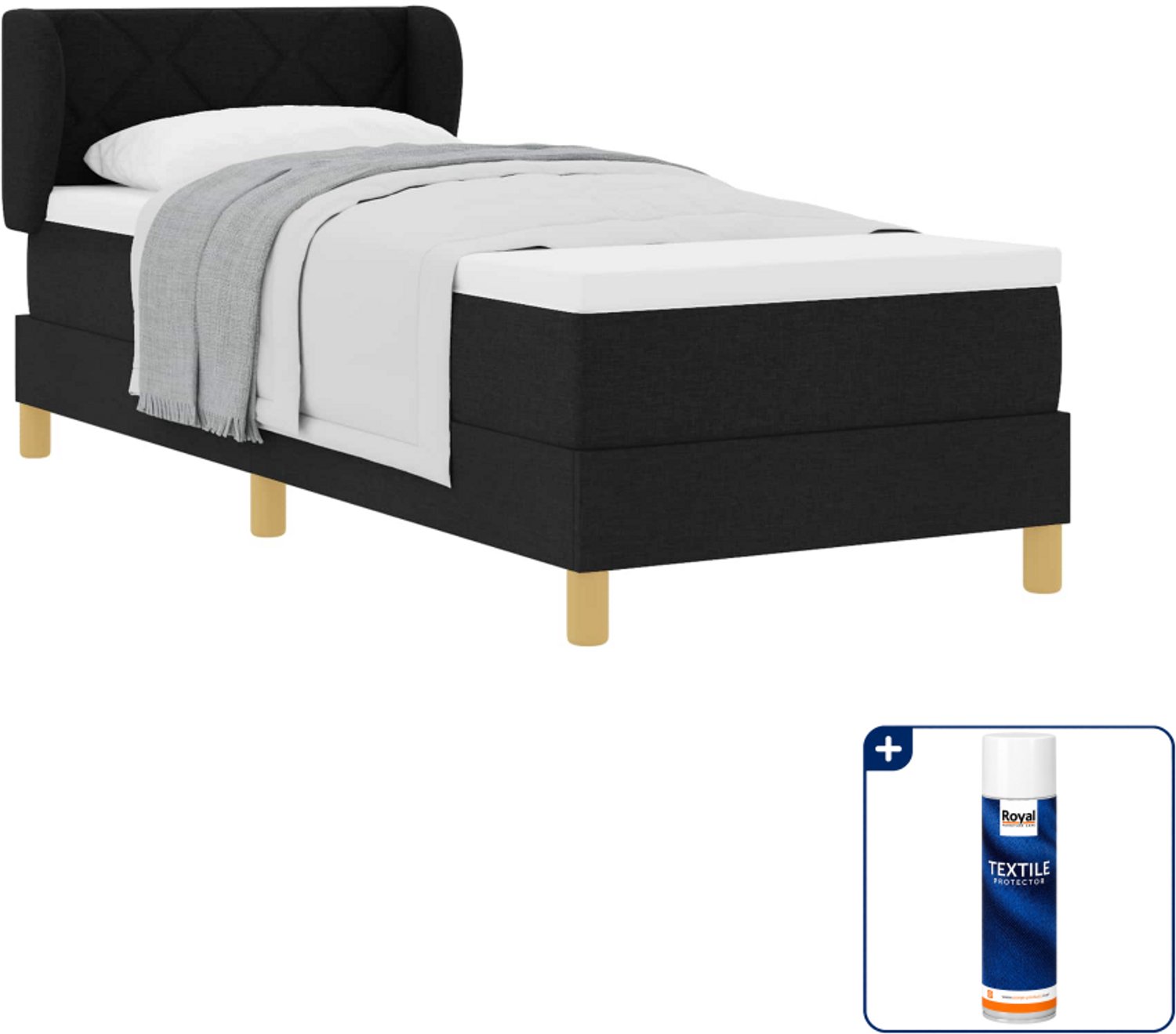 vidaXL boxspringbed - 80 x 200 cm - zwart - Inclusief textielbeschermer 500 ml