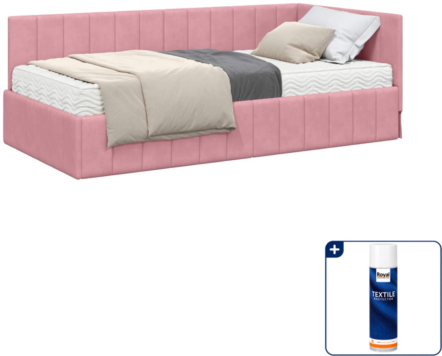 vidaXL hoekbedframe met matras 2 stuks - 100 x 200 cm - roze - Inclusief textielbeschermer 500 ml