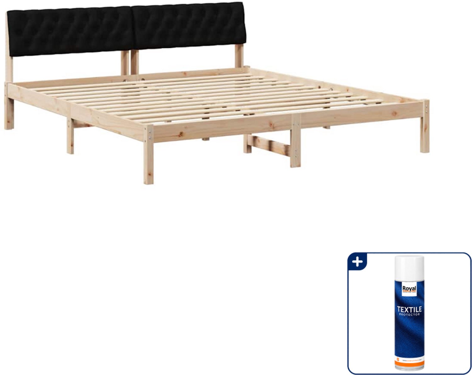 vidaXL Bedframe Kingsize - 180 x 200 cm - massief grenenhout - bruin - Inclusief textielbeschermer 500 ml