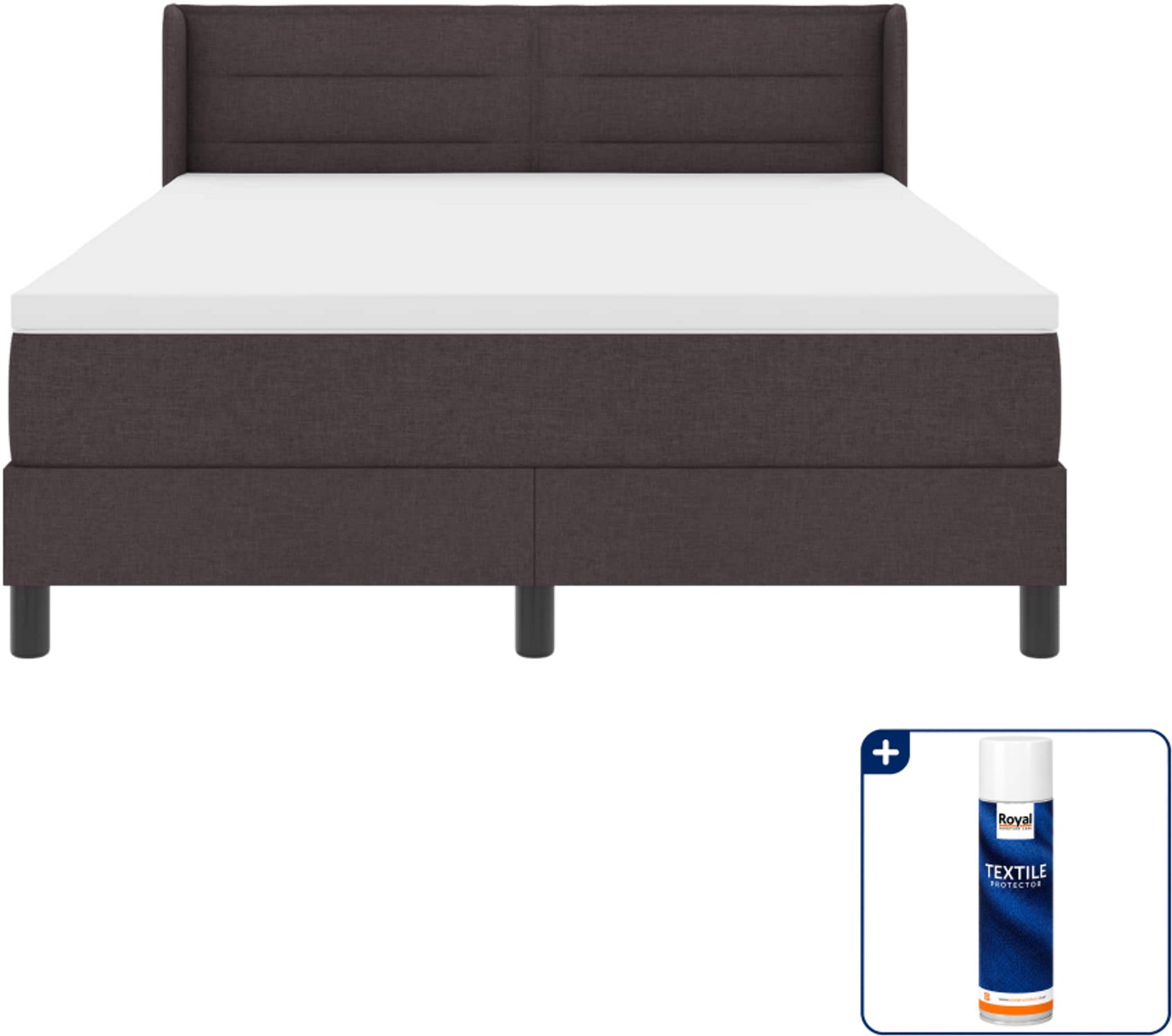vidaXL boxspringbed Small double - 140 x 200 cm - donkerbruin - Inclusief textielbeschermer 500 ml