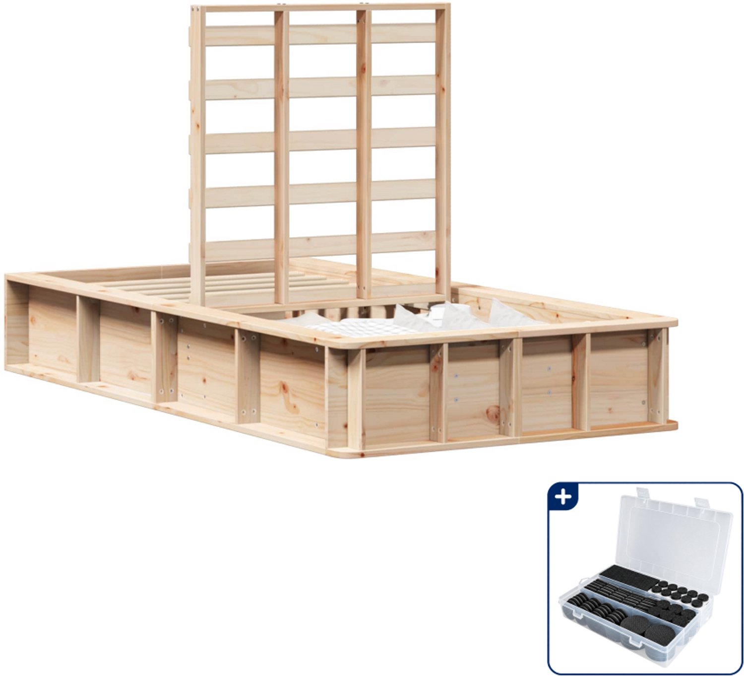 vidaXL bedframe - 80 x 200 cm - massief grenenhout - bruin - Inclusief antikrasvilt 177-delig