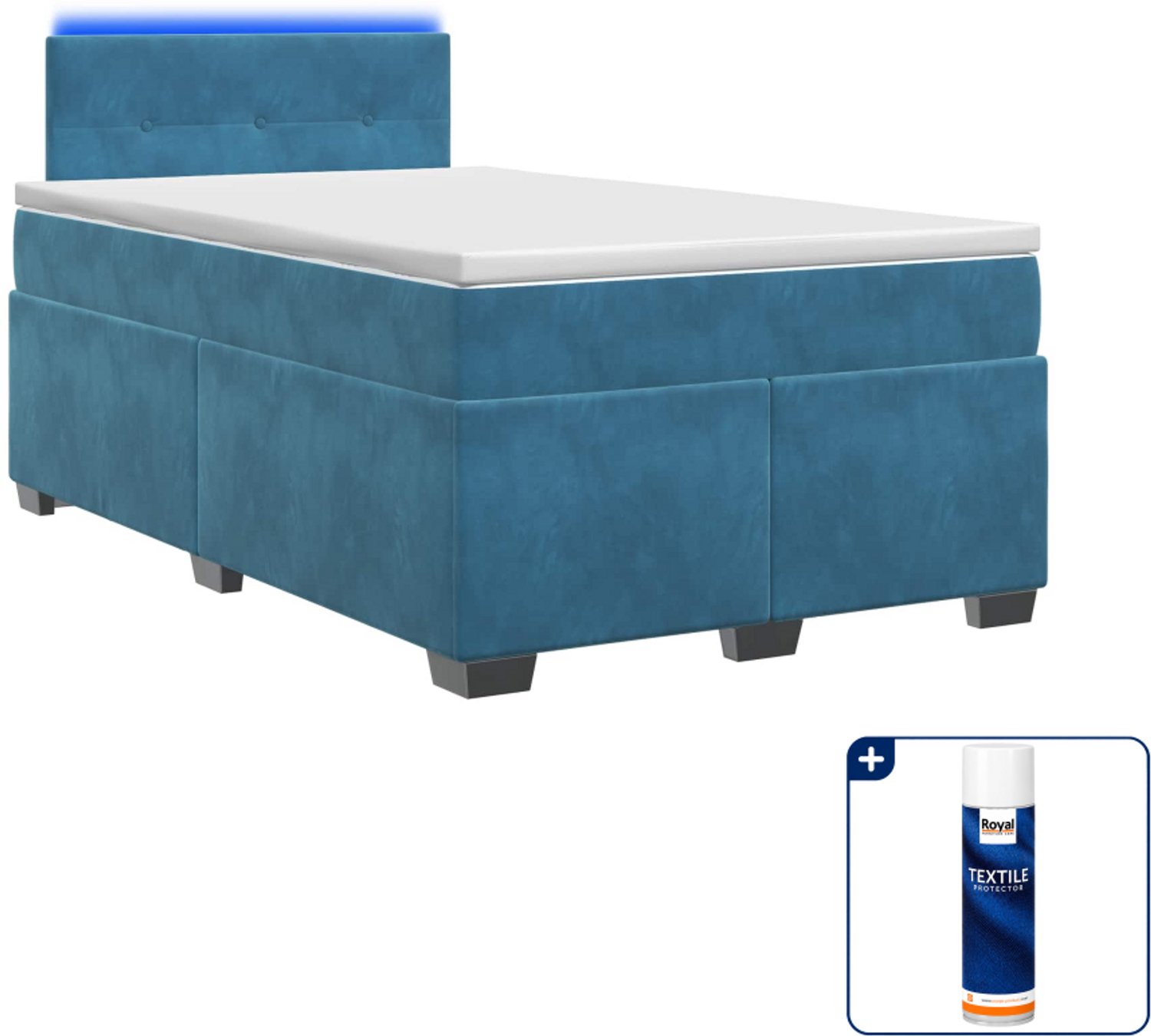 vidaXL boxspring - 120 x 190 cm - blauw - Inclusief textielbeschermer 500 ml