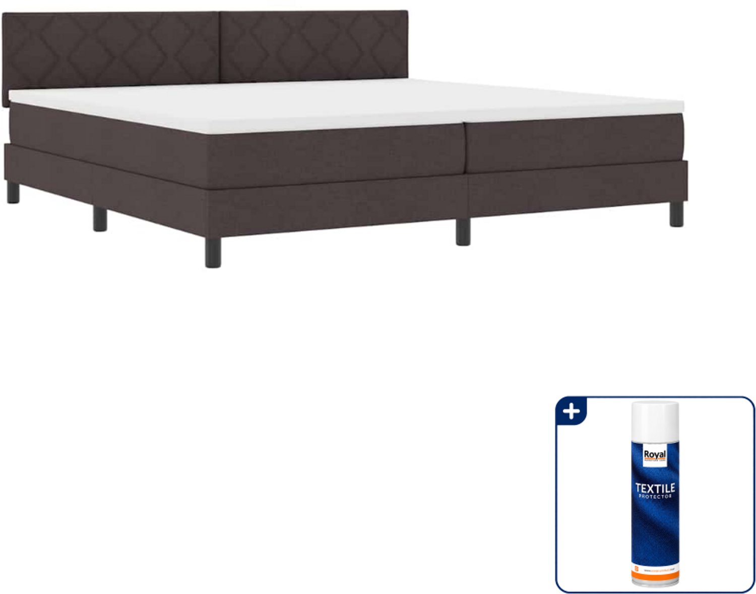 vidaXL Boxspring - 200 x 200 cm - donkerbruin - Inclusief textielbeschermer 500 ml