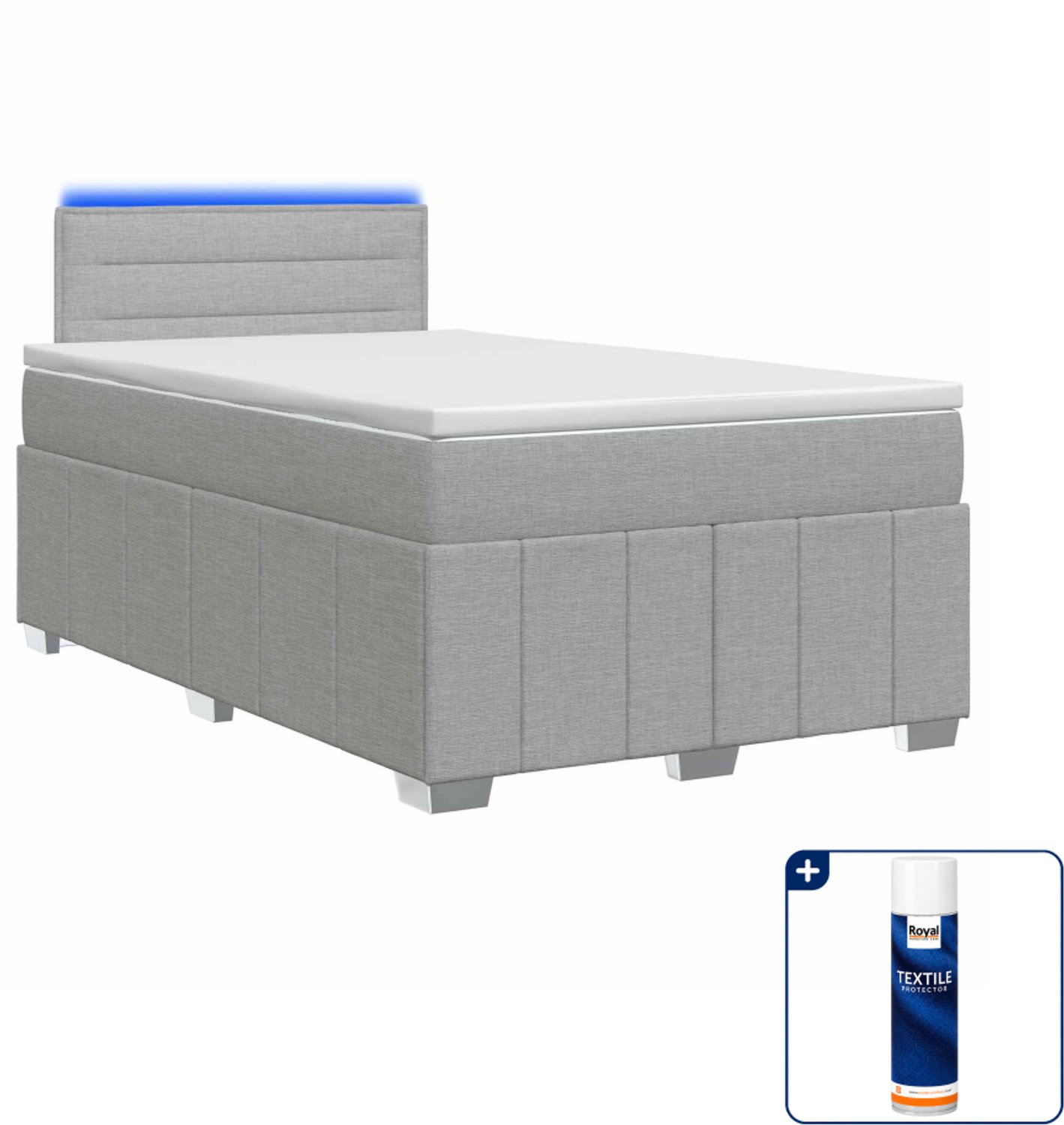 vidaXL boxspringbed met matras - 120 x 190 cm - lichtgrijs - Inclusief textielbeschermer 500 ml
