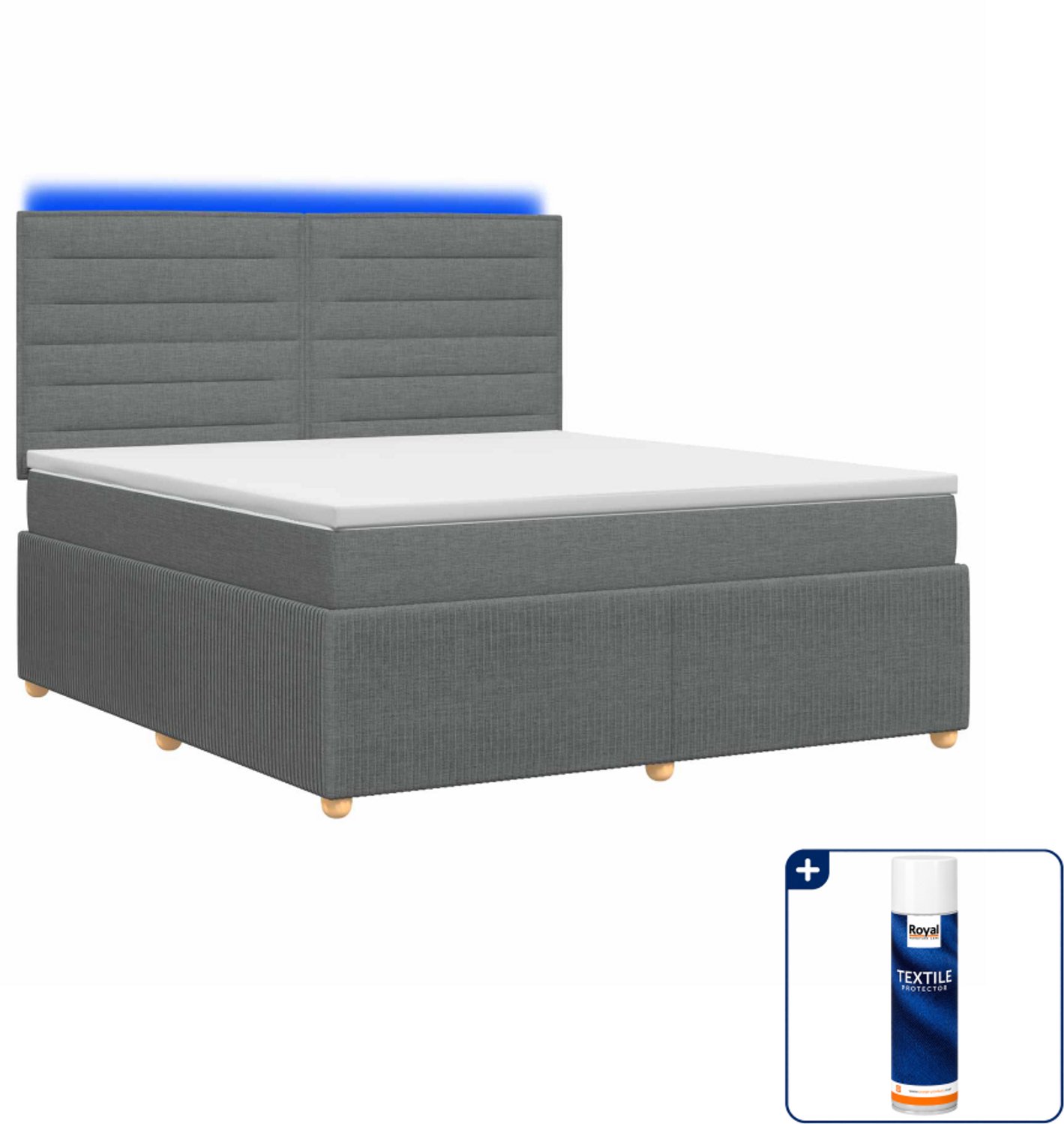 vidaXL led boxspring Small double - 140 x 200 cm - donkergrijs - Inclusief textielbeschermer 500 ml Donker Grijn