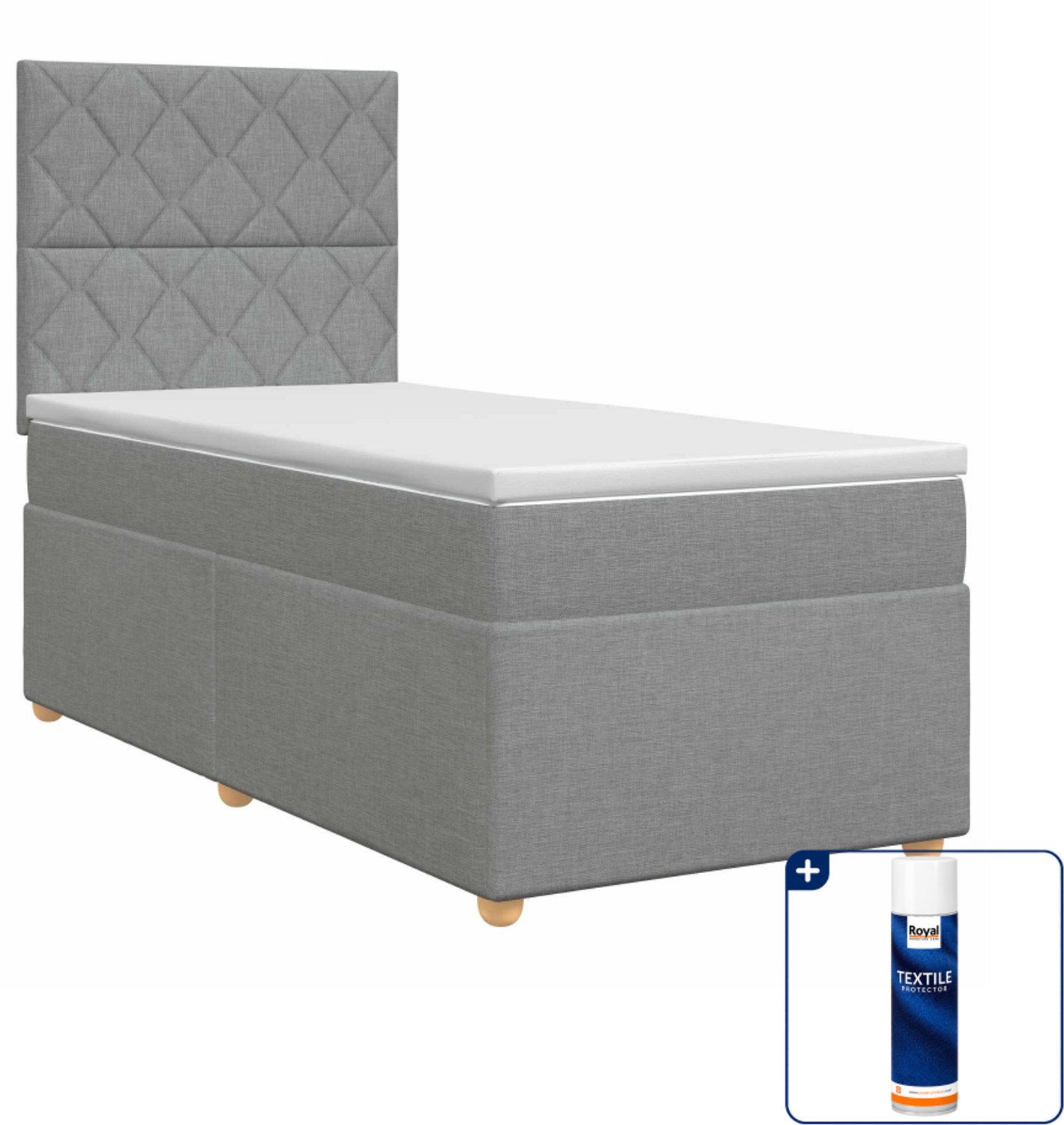 vidaXL boxspringbed - 90 x 190 cm - lichtgrijs - Inclusief textielbeschermer 500 ml