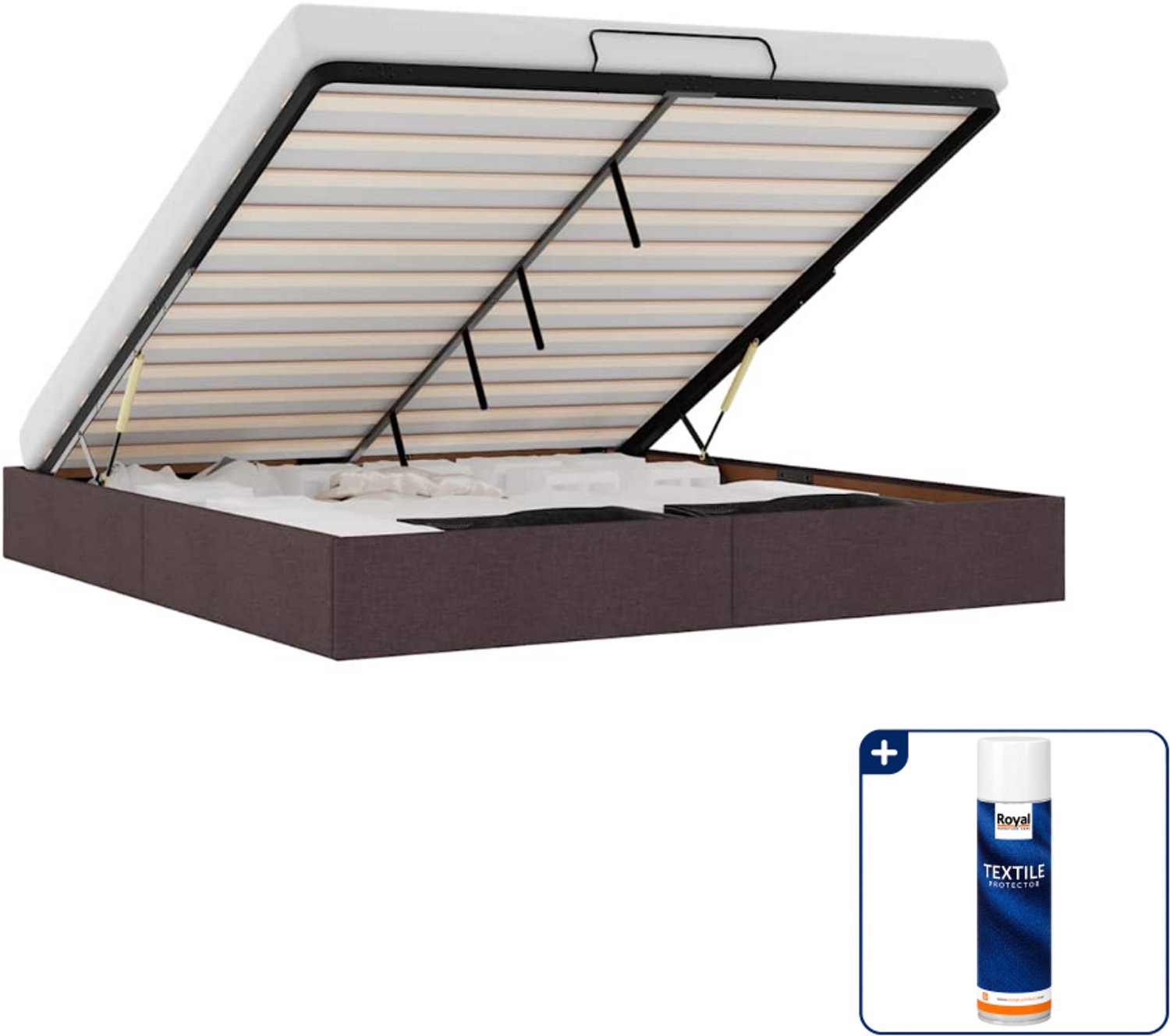 vidaXL Queensize bedframe - 160 x 200 cm - stof - donkerbruin - Inclusief textielbeschermer 500 ml