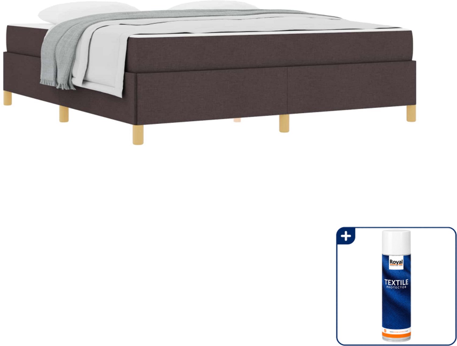 vidaXL bedframe - Kingsize - 180 x 200 cm - donkerbruin - Inclusief textielbeschermer 500 ml