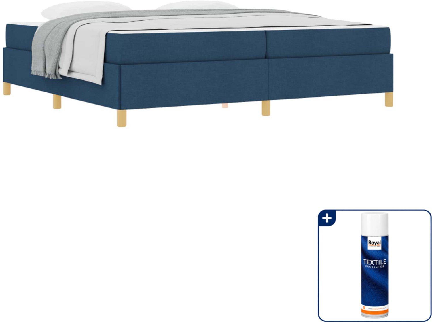vidaXL bedframe - 200 x 200 cm - stof - blauw - Inclusief textielbeschermer 500 ml Bruin