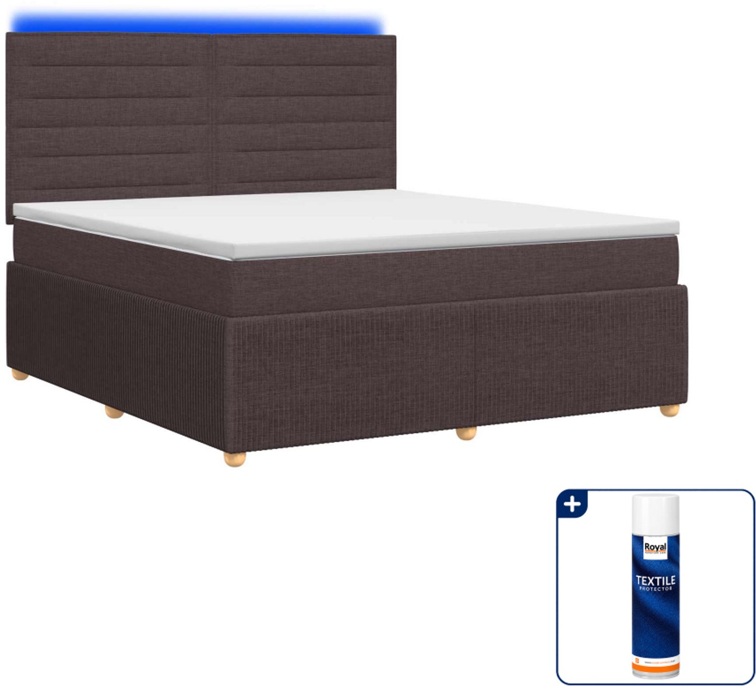 vidaXL Kingsize boxspring - 180 x 200 cm - donkerbruin - Inclusief textielbeschermer 500 ml