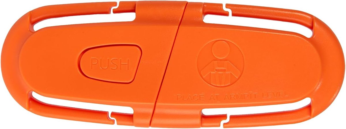 (1 stuk) veiligheidsclip verkrijgbaar in 10 verschillende kleuren - riemsluiting voor autostoel, kinderwagen en kinderstoel - verstelbare borstclip (oranje)