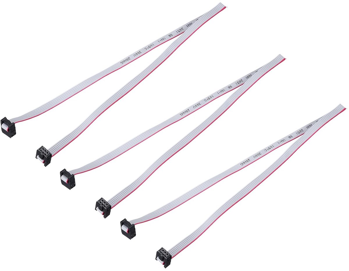 3 stuks IDC lintkabel, 2,54 mm raster 7,6 mm breedte 50 cm lang 6-pins FC naar FC lintconnector, jumperkabel voor pc, LED-displays